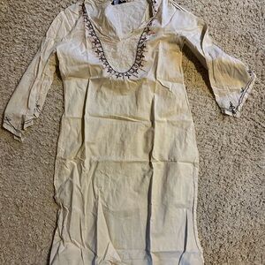 Elegant Cream Embroidered Dress